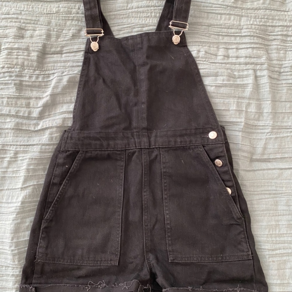 Topshop Black Denim Overalls